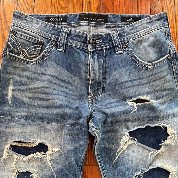 Y2K Affliction Black Premium Cooper Cut Vintage Denim Jeans - Picture 4 of 16
